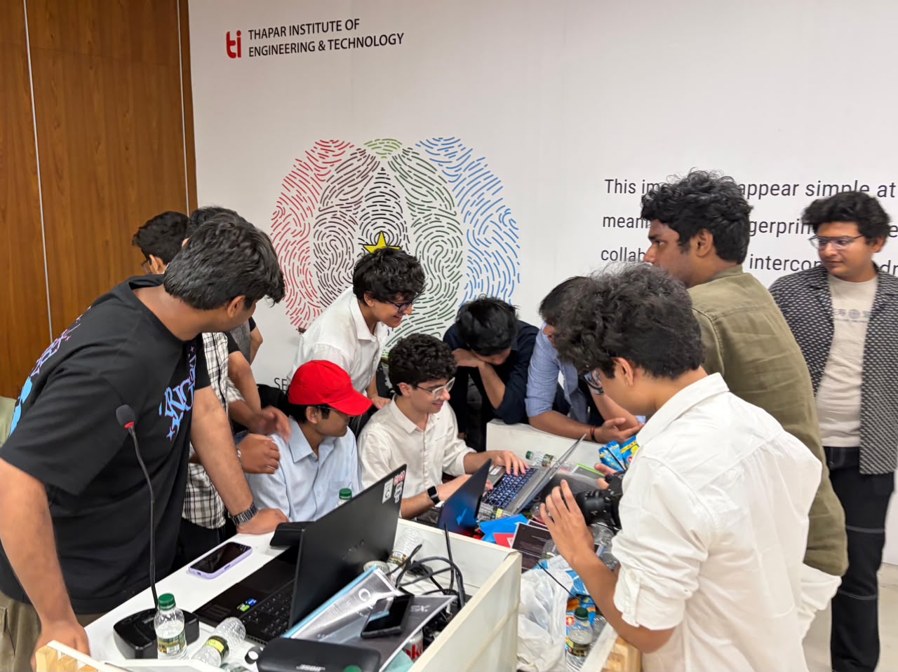 Hackathon team huddle at Thapar Institute